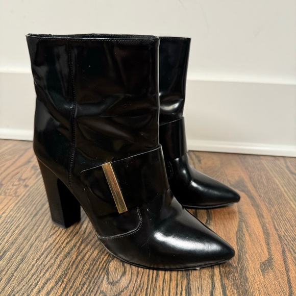 See by Chloe Patent Leather Gold Buckle Heeled Boots size 38 - Picture 1 of 8